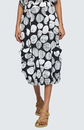 Luukaa D'Celli Alira Printed Poplin Balloon Skirt in Black Print at Nordstrom, Size 14