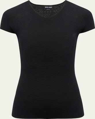 Giorgio Armani Scoop-Neck Short-Sleeve Tee, Black