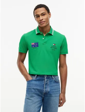 Tommy Hilfiger Mens Regular Fit Australia Soccer Polo - True Green - L
