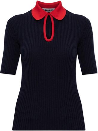 Jil Sander Wool Turtleneck - Dames - V-hals truien - Blauw - L - Wol - Truien & Vesten