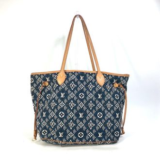 Louis Vuitton Navy Jacquard Shoulder Bag Tote Bag (Pre-Owned)