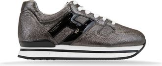 Hogan Leren Vetersneakers voor Dames - Dames - Sneakers - Grijs - 34 EU - Su&egrave;de - Schoenen