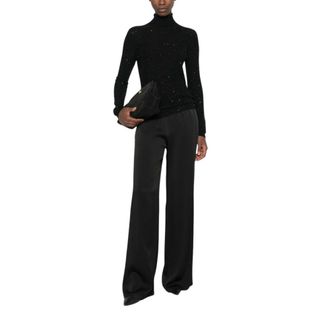 Fabiana Filippi Sequin Turtleneck Jumper - female - Fabiana Filippi - Turtlenecks - Black - L - Knitwear