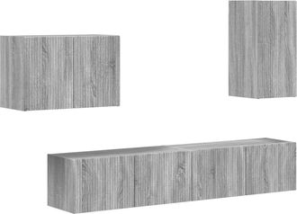 vidaXL Conjunto De Mueble Para Tv De Pared 4 Uds. Gris Sonoma Vidaxl