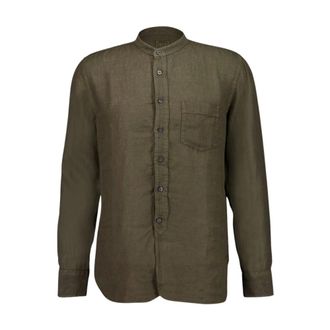 120% Lino Casual Shirts, male, Green, 2XL, Green Linen Slim-Fit Shirt