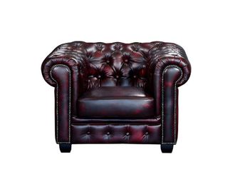 VENTE-UNIQUE.COM Sill&oacute;n cl&aacute;sico piel granate