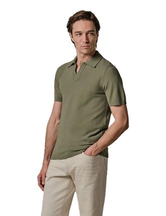 Profuomo Poloshirt Profuomo mid groen v-hals