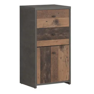 Furniture To Go Best Chest Storage Cabinet 2 Drawers 1 Door in Dark Brown