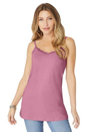 Roaman's Lace Trim Bra Cami in Pink Blossom at Nordstrom, Size 24