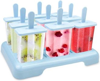 No Brand Moldes Para Polos, Moldes De Hielo Sin Bpa, Molde De Hielo Con Cepillo De Limpieza Y Embudo, Para Preparar Polos, Helados Y Sorbetes (9 Hoyuelos Azule