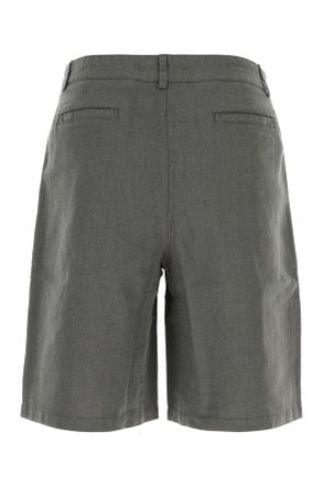 Gimaguas Mens Dark Grey Linen Blend Bermuda Shorts Exterior: Cotton