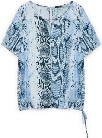 Fiorella Rubino Slangenprint blouse - Dames - Blouses - Blauw - 2XL - Overhemden