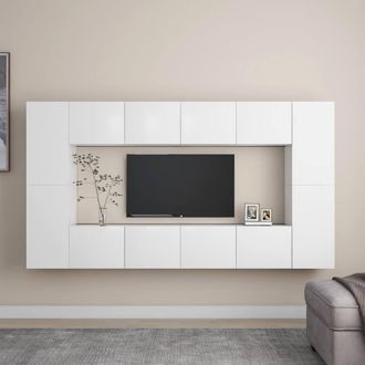Berkfield Home 8 Piece TV Cabinet Set White Engineered Wood