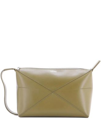Loewe Puzzle Fold Wash Bag Leather pouch - Green