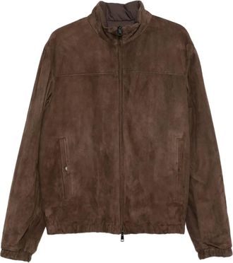 Moncler Giacca in pelle scamosciata - Marrone