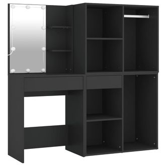 vidaXL Tocador Con Led Y Armarios Madera Contrachapada Negro Vidaxl