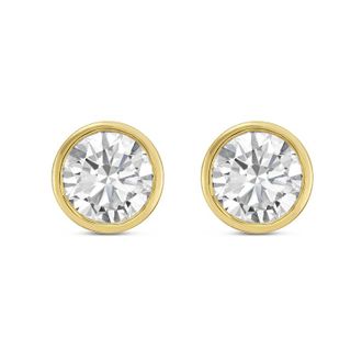 Diana M. Jewels 14KT YELLOW GOLD LAB GROWN ROUND STUDS IN A BEZEL SETTING WEIGHING 3.00 CTS TW