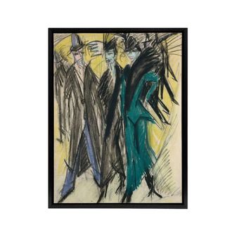 Artery8 Ernst Ludwig Kirchner Berlin Street Framed Canvas Wall Art Print | Size: W24 x H32