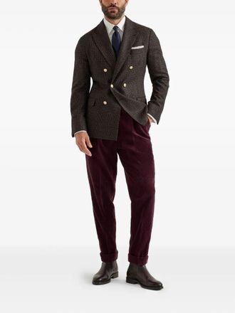 Brunello Cucinelli Brunello Cucinelli Mens Prince Of Wales One-and-a-half Breasted Blazer With Metal Buttons - Grey Silk - Size EU 50 (Mens)