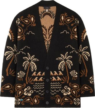 Alanui Cardigan Glimpse of Eden con stampa paisley - Nero