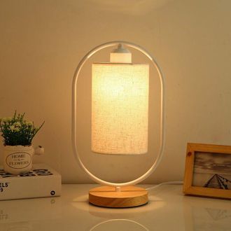 OEM L&aacute;mpara De Mesa Led T&aacute;ctil De 12x35cm - Pantalla De Tela Blanca Y Negra - Regulador T&aacute;ctil - Compatible Con E27 - Para Dormitorio Y Oficina