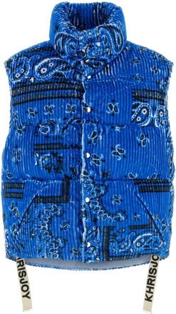 Khrisjoy Blue Printed Corduroy Oversize Jacket