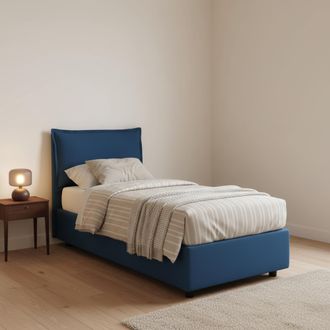 Talamo Italia Talamo Italia - Cama Individual Penelope, Cama Contenedor Con Revestimiento De Tela, 100% Made In Italy, Apertura Frontal, Con Colch&oacute;n Cm 90x190 Inclu