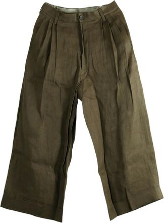 Ziggy Chen pleated patterned trousers - Verde