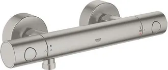 GROHE Vitalio Joy Doucheset - 60cm glijstang - ronde handdouche - 3 straalsoorten - thermostaatkraan - Brushed Supersteel (RVS)