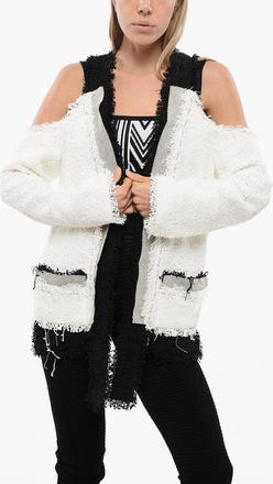 Balmain Blazer Cold-Shoulder in Tweed con Bordi a Contrasto Balmain