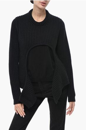 Off-white Cotton-Blend Sweater METEOR With Double-Fabric Detail size 42