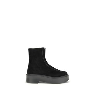 The Row Black Calf Leather Bos Taurus Lace-Up Womens Boots