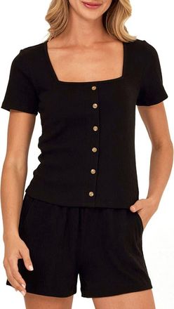 Threads 4 Thought Jamila Smocked Square Neck Top in Black at Nordstrom, Size X-Small