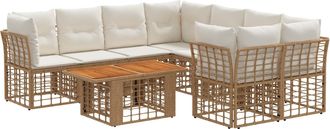 vidaXL Conjunto De Sof&aacute;s De Jard&iacute;n 9 Uds. Natural Y Crema Vidaxl
