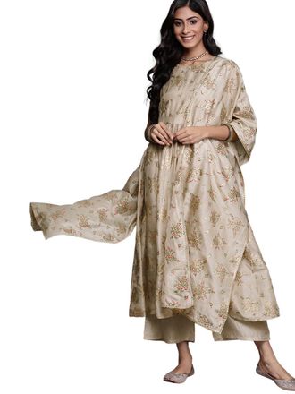 Libas Womens Silk Blend Kurta Sets (20242O_Grey