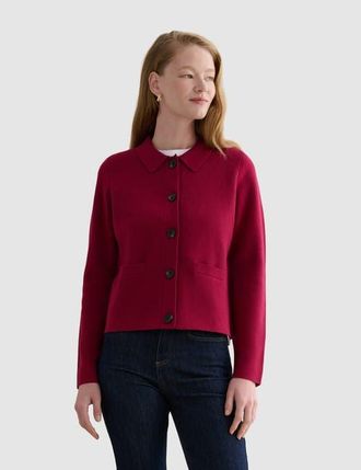 Hobbs London Mia Merino Wool Blend Knitted Cardigan in Beetroot Pink at Nordstrom, Size X-Small