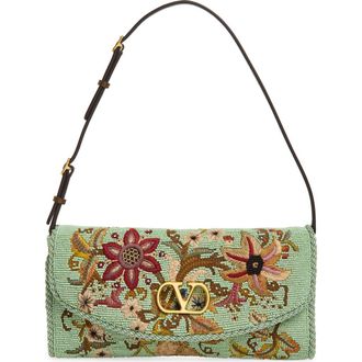 Valentino Garavani Vain Soft Embroidered Top Handle Bag in Multi Green at Nordstrom