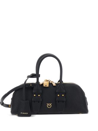 Pinko Horizontally Elongated Bowling Bag with Gold-Tone Hardware