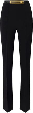 Elisabetta Franchi Wijde Zwarte Broek - Dames - Wijde Broeken - Zwart - L - Polyester - Broeken