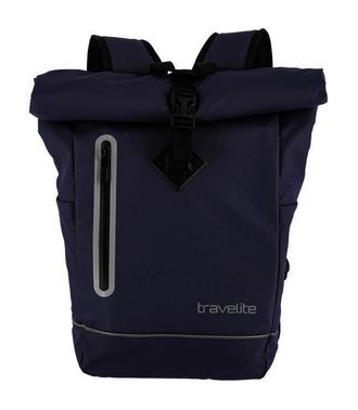 Travelite Freizeitrucksack TRAVELITE BASICS Roll-Up Rucksack aus Plane, Damen, Gr. B/H/T: 26cm x 60cm x 15cm, blau (marine), Polyester, unifarben mit Farbeins&auml;t