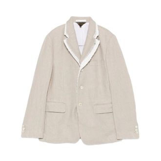 Comme Des Gar&ccedil;ons Blazers, female, Beige, Size: M Fringed Blazer