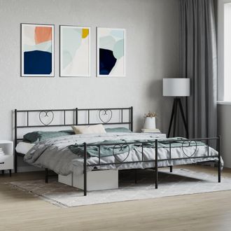vidaXL Estructura Cama Sin Colch&oacute;n Con Estribo Metal Negro 200x200 Cm Vidaxl