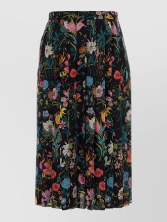 Gucci silk floral-print pleated midi skirt