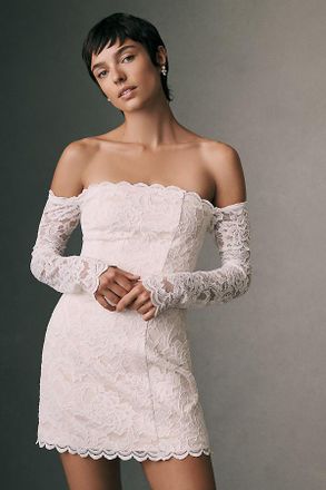 BHLDN Lace Off-The-Shoulder Mini Dress
