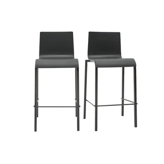 Miliboo Taburetes De Bar Modernos Apilables Negros A65 Cm (lote De 2) Kupa