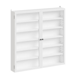 SoBuy Sobuy Armario De Pared Colgante Blanco Mueble De Ba&ntilde;o Y Cocina Con Puertas Vitrina Estrecha Con Baldas Ajustables 80&times;12&times;80 Cm Capacidad De Carga 12 Kg