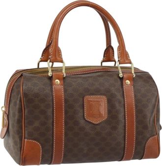 Celine Vintage Macadam Handbag Canvas And Leather Brown Canvas Handbag (Pre-Owned)