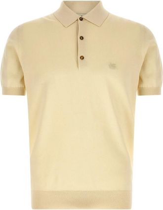 Etro Polo shirt van katoen met Pegaso - Heren - Polos - Beige - S - Katoen - Tops