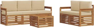 vidaXL Conjunto De Sof&aacute;s De Exterior 6 Uds. Natural Y Beige Vidaxl