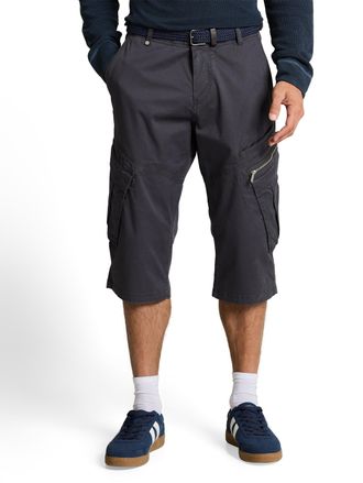 Tom Tailor Cargoshorts TOM TAILOR, Herren, Gr. 29, N-Gr, grau mini weave print, Web, Obermaterial: 98% Baumwolle, 2% Elasthan, unifarben, regular fit knielang, H